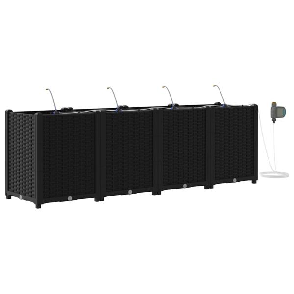 Gartenpflanzer mit Bewässerungssystem 4 Stück Schwarz