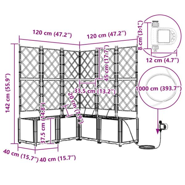 Pflanzkübel mit Gitter 2 Stck Grau 80x40x143 cm