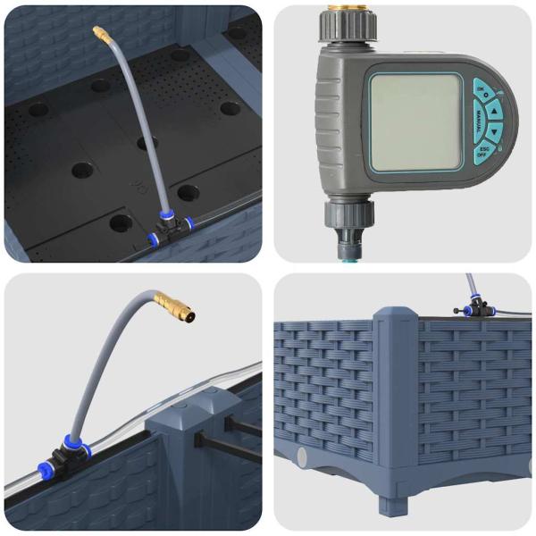 Gartenpflanzer mit Bewässerungssystem 4 Stk Grau