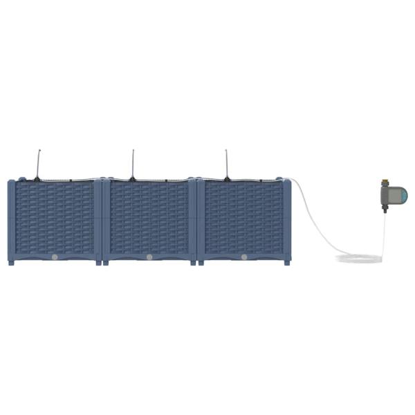 Gartenpflanzgefäße mit Bewässerungssystem 3 Stück Grau