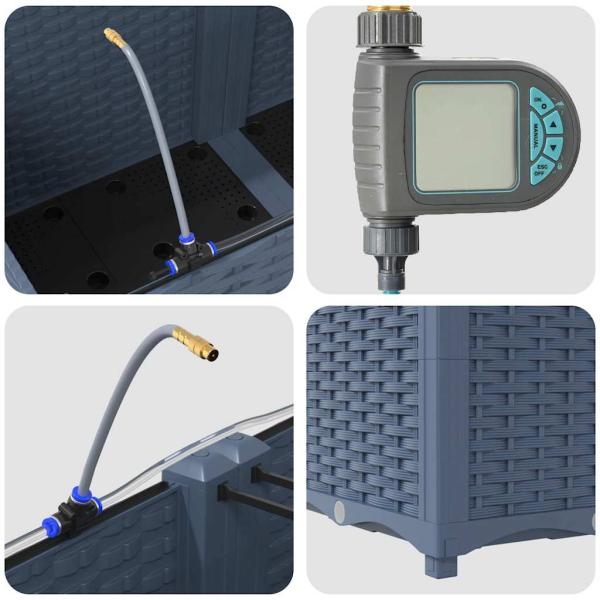 Gartenpflanzgefäße mit Bewässerungssystem 3 Stück Grau