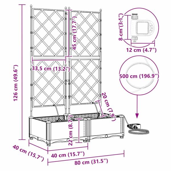 Gartenpflanzer mit Wassersystem 2 Stück Grau