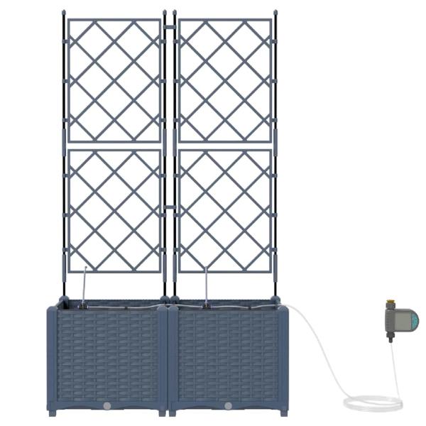 Gartenpflanzer mit Bewässerungssystem 2 Stück Grau