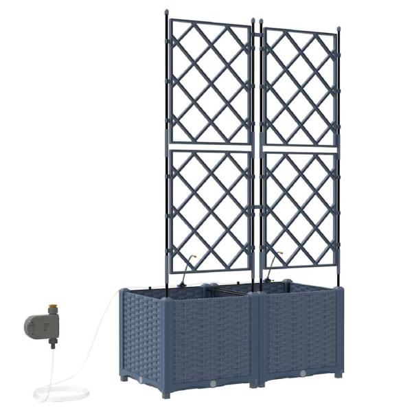 Gartenpflanzer mit Bewässerungssystem 2 Stück Grau