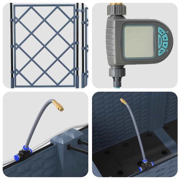 Gartenpflanzer mit Bewässerungssystem 2 Stück Grau