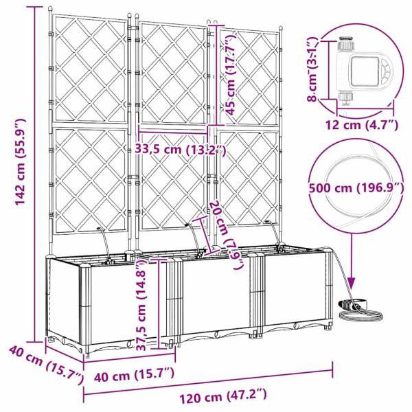 Gartenpflanzen mit Bewässerungssystem 3 Stück Grau