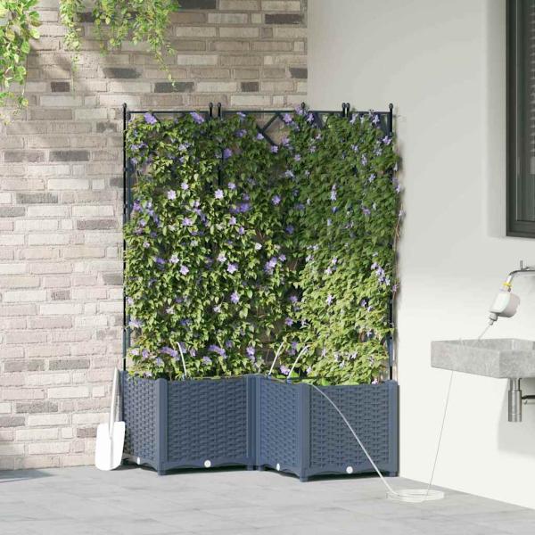 Gartenpflanzer mit Bewässerungssystem 3 Stück Grau