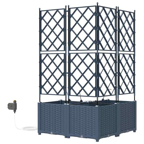 Gartenpflanzer mit Bewässerungssystem 3 Stück Grau