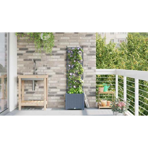 Gartenpflanzgefäß mit Spalier Hellgrau 40x40x143 cm