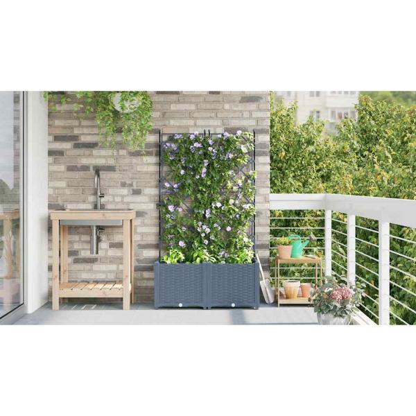 Gartenpflanzkübel mit Gitter 2 Stück Hellgrau 80x40x143 cm