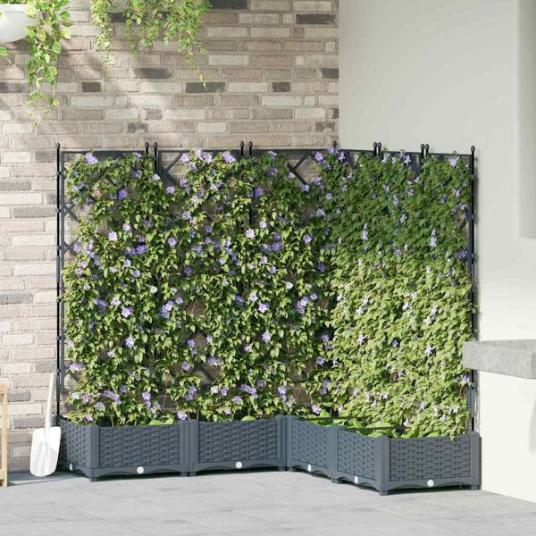 ARDEBO.de - Gartenpflanzer mit Rankgitter 5 Stk Hellgrau 120x120x125.5 cm