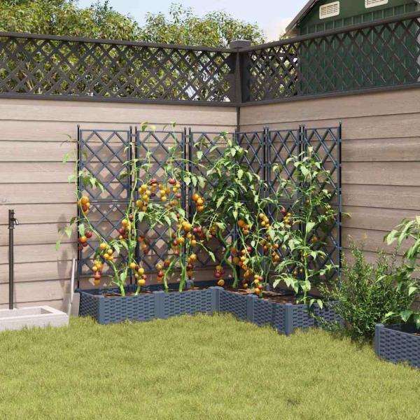 Gartenpflanzer mit Rankgitter 5 Stk Hellgrau 120x120x125.5 cm