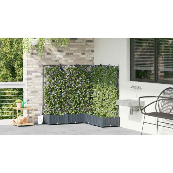 Gartenpflanzer mit Rankgitter 5 Stk Hellgrau 120x120x125.5 cm