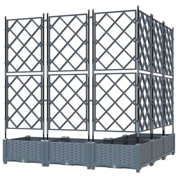 Gartenpflanzer mit Rankgitter 5 Stk Hellgrau 120x120x125.5 cm
