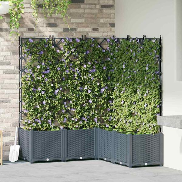 ARDEBO.de - Gartenpflanzer mit Gitter 5 Stück Hellgrau 120x120x143 cm