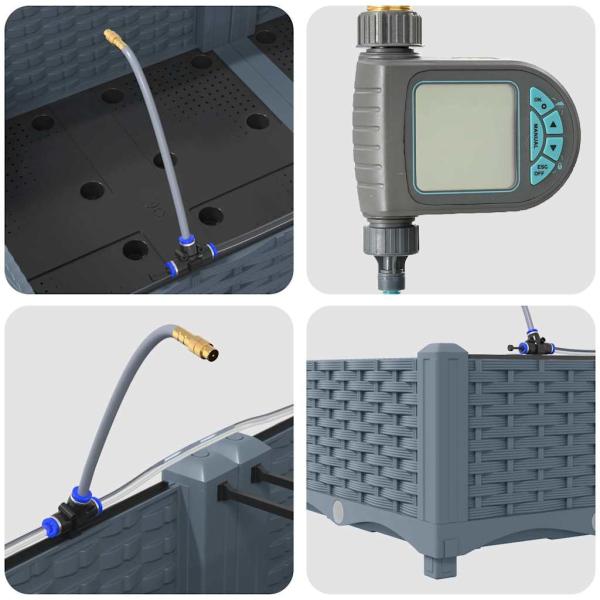 Gartenpflanzen mit Bewässerungssystem 4 Stück Hellgrau