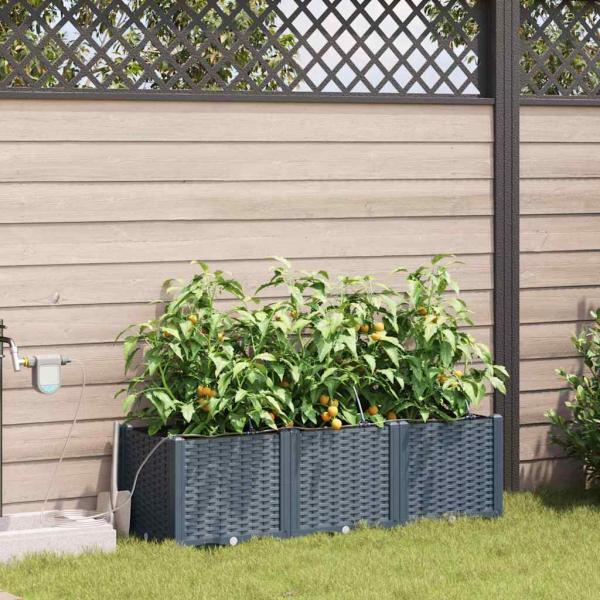 ARDEBO.de - Gartenpflanzer mit Bewässerungssystem 3 Stück Hellgrau