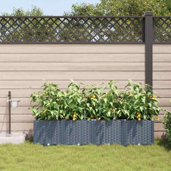 Gartenpflanzen mit Bewässerungssystem 4 Stück Hellgrau