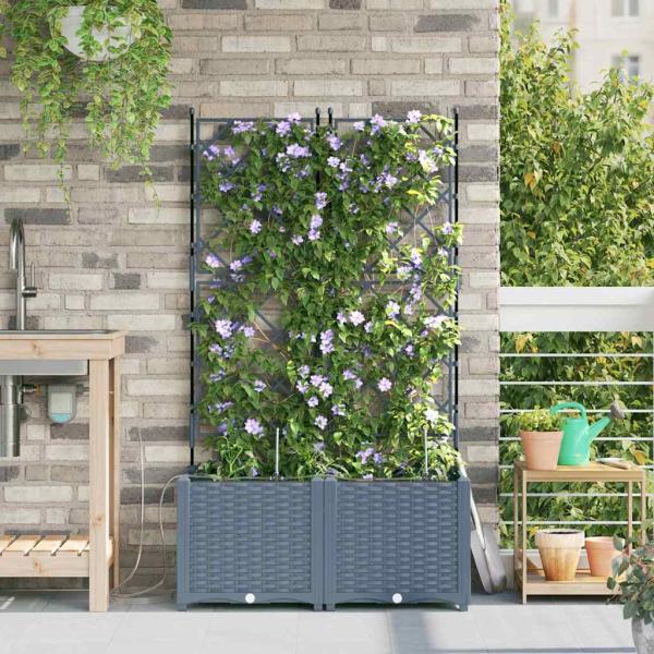 Gartenpflanzgefäße mit Bewässerungssystem 2 Stück Hellgrau