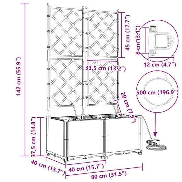 Gartenpflanzgefäße mit Bewässerungssystem 2 Stück Hellgrau