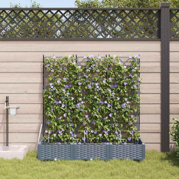 ARDEBO.de - Gartenpflanzen mit Bewässerungssystem 3 Stück Hellgrau