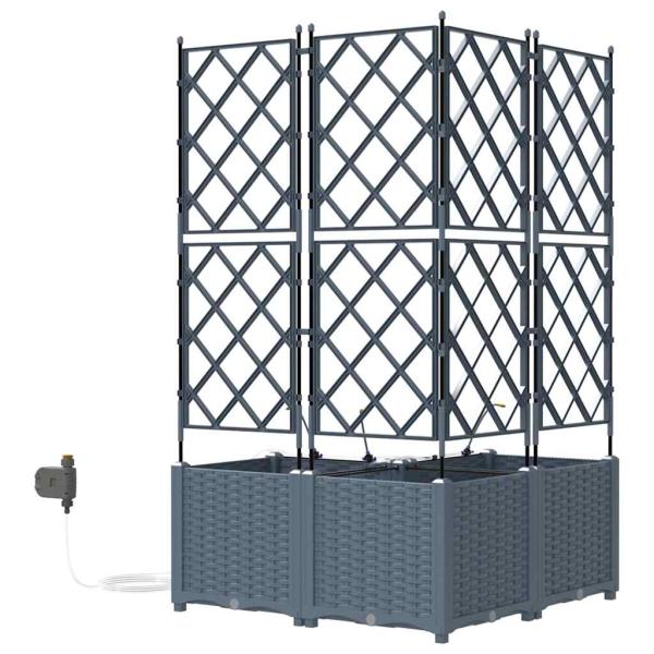 Gartenpflanzer mit Bewässerungssystem 3 Stück Hellgrau