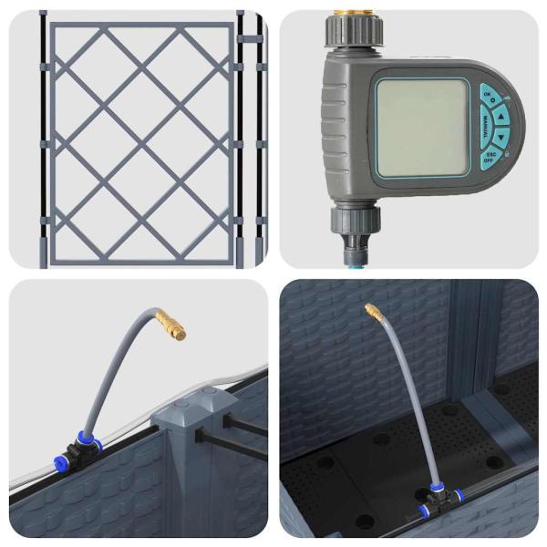 Gartenpflanzer mit Bewässerungssystem 3 Stück Hellgrau