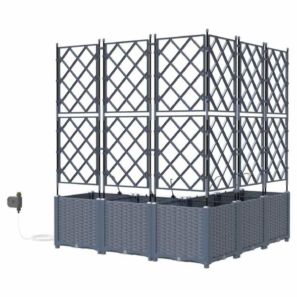 Gartenpflanzgefäße mit Bewässerungssystem 5 Stück Hellgrau