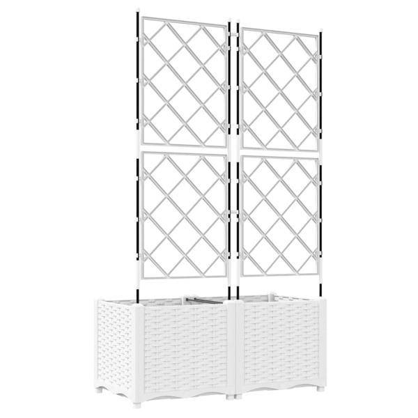 Garten Pflanzer mit Gitter 2 Stück Weiß 80x40x143 cm