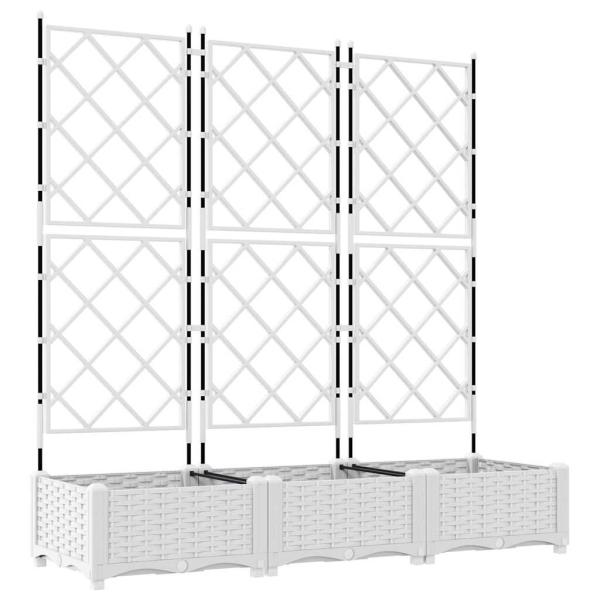 Garten Pflanzer mit Spalier 3-teilig Weiß 120x40x125.5 cm