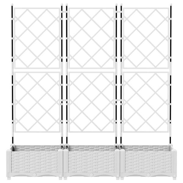 Garten Pflanzer mit Spalier 3-teilig Weiß 120x40x125.5 cm