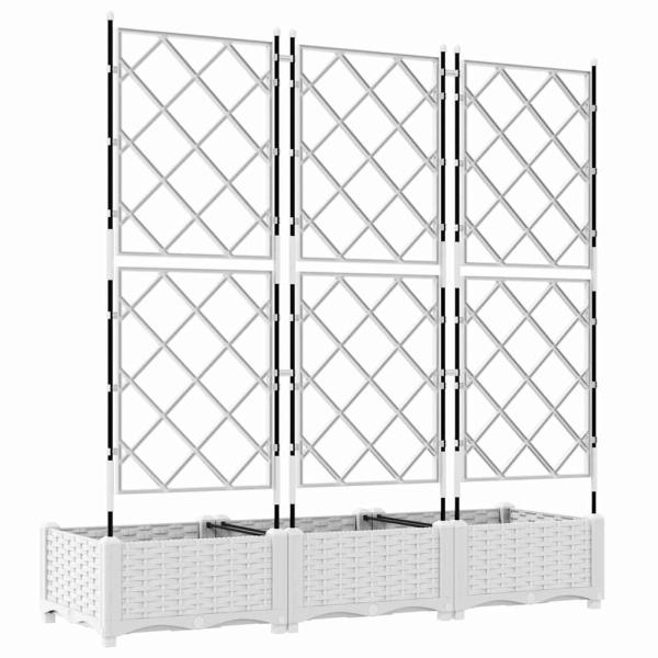 Garten Pflanzer mit Spalier 3-teilig Weiß 120x40x125.5 cm