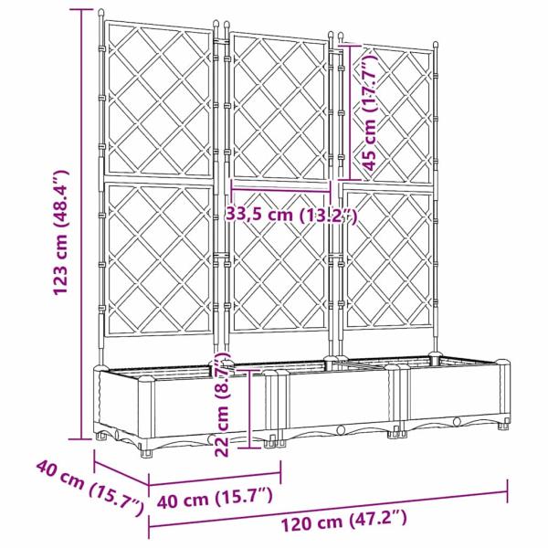 Garten Pflanzer mit Spalier 3-teilig Weiß 120x40x125.5 cm