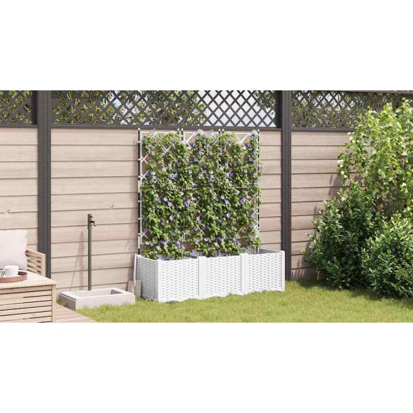 Gartenpflanzer mit Trellis 3 Stk Weiß 120x40x143 cm
