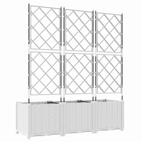 Gartenpflanzer mit Trellis 3 Stk Weiß 120x40x143 cm