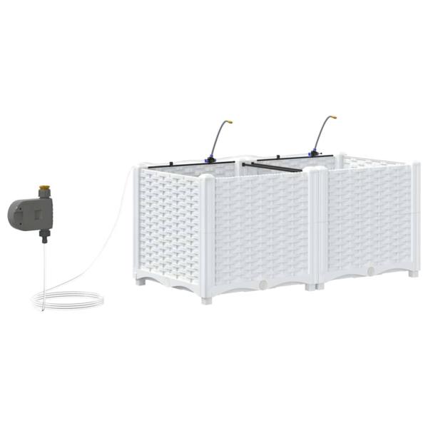 Gartenpflanzgefäße mit Bewässerungssystem 2 Stück Weiß