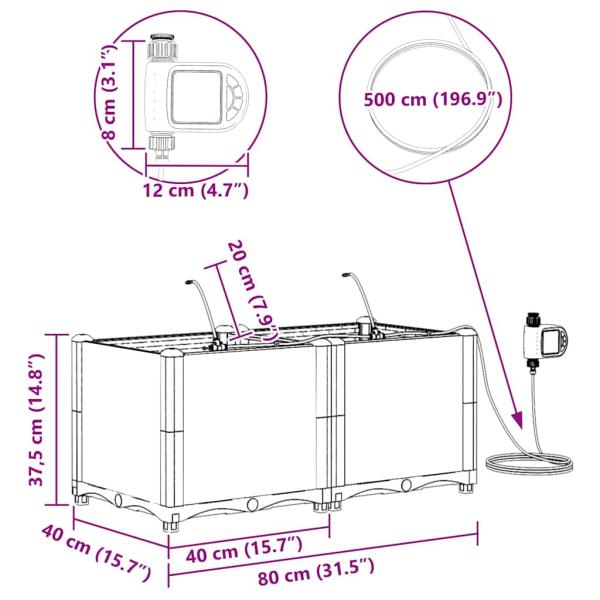 Gartenpflanzgefäße mit Bewässerungssystem 2 Stück Weiß