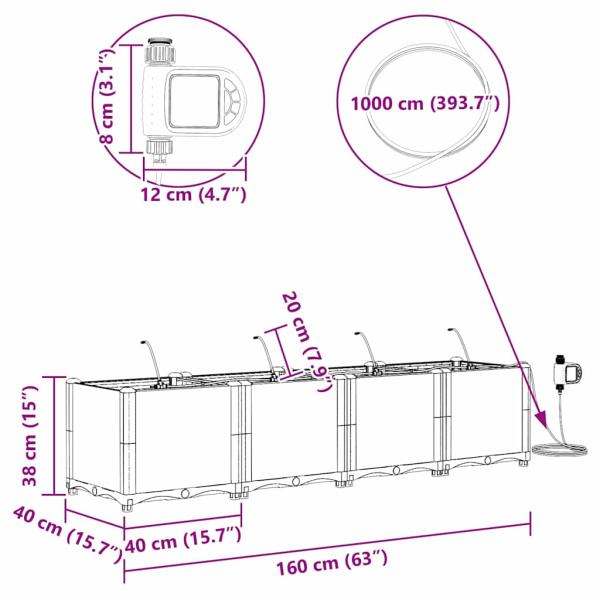 Gartenpflanzen mit Bewässerungssystem 4 Stück Weiß