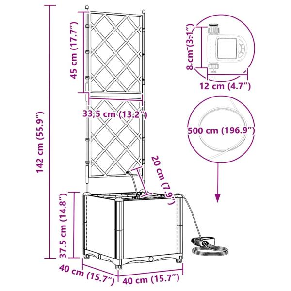 Gartenpflanzer mit Bewässerungssystem Weiß