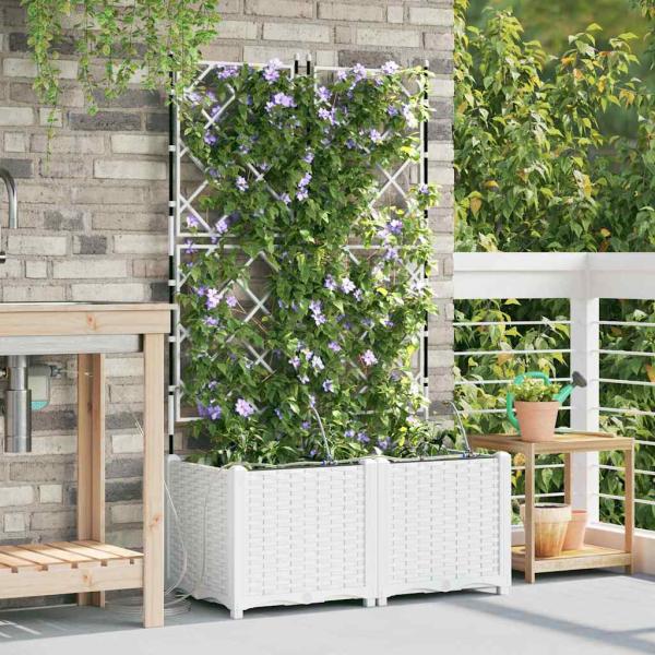 ARDEBO.de - Gartenpflanzen mit Bewässerungssystem 2 Stück Weiß