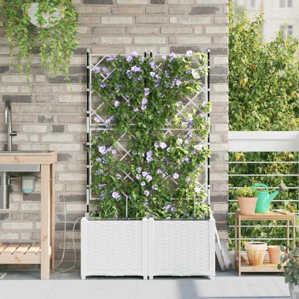 Gartenpflanzen mit Bewässerungssystem 2 Stück Weiß