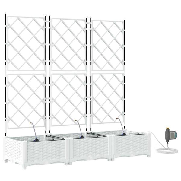 Gartenpflanzer mit Bewässerungssystem 3 Stück Weiß