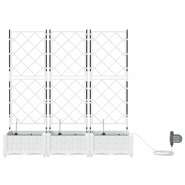 Gartenpflanzer mit Bewässerungssystem 3 Stück Weiß