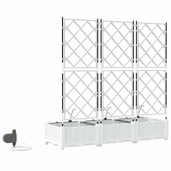 Gartenpflanzer mit Bewässerungssystem 3 Stück Weiß