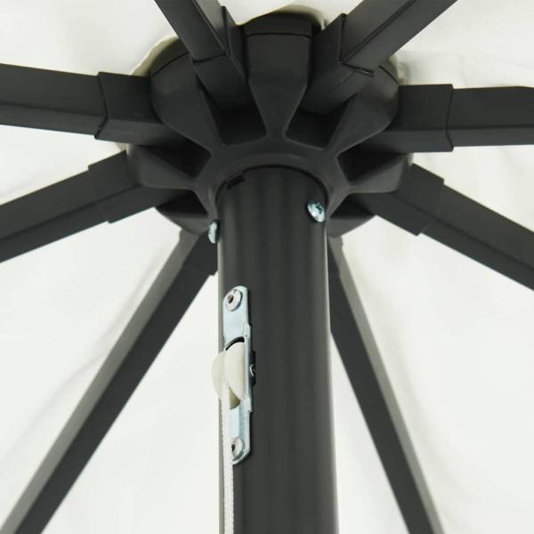 Garten-Sonnenschirm mit LED-Lichtern Ø395x245 cm Sandweiß