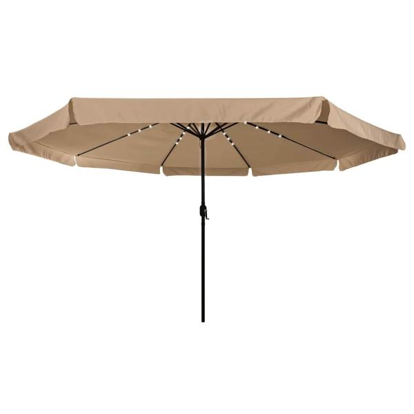 Garten-Sonnenschirm mit LED-Lichtern Ø395x245 cm Taupe