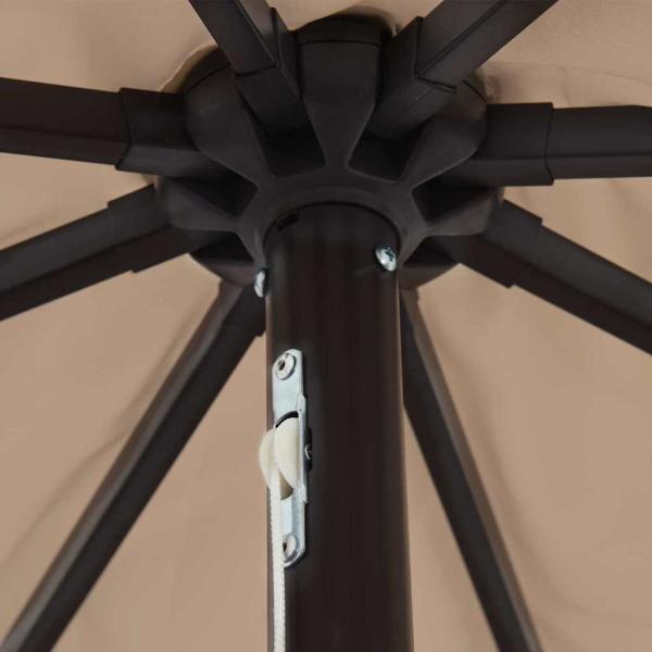 Garten-Sonnenschirm mit LED-Lichtern Ø395x245 cm Taupe