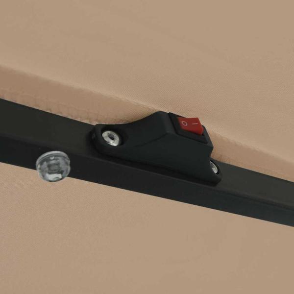 Garten-Sonnenschirm mit LED-Lichtern Ø395x245 cm Taupe