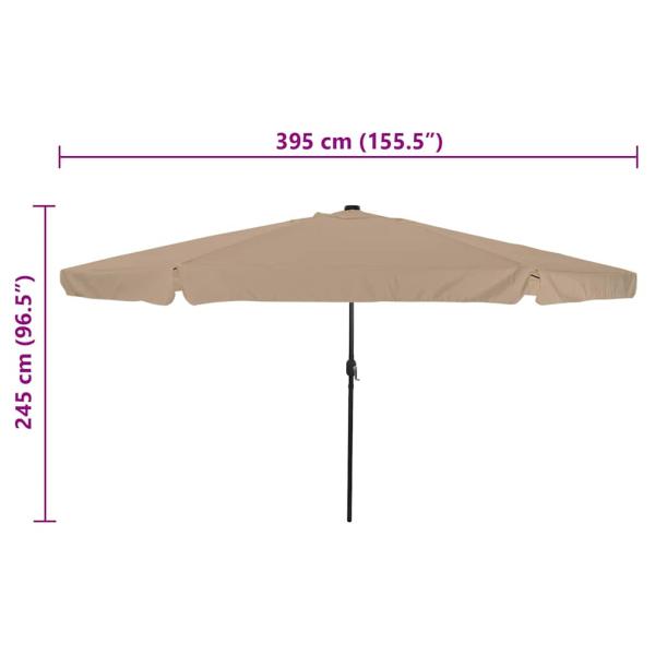 Garten-Sonnenschirm mit LED-Lichtern Ø395x245 cm Taupe