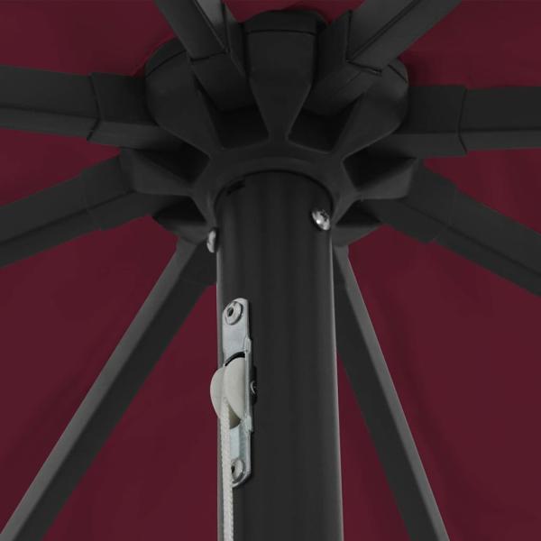 Gartenschirm mit LED-Lichtern Ø395x245 cm Bordeauxrot